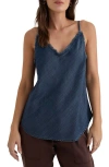 Bella Dahl Frayed Chambray Camisole In Blue