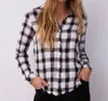 Bella Dahl Frayed Hem Button Down - Black & White Check In Black White Check In Multi