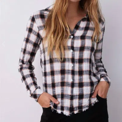 Bella Dahl Frayed Hem Button Down - Black & White Check In Black White Check