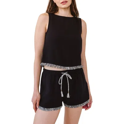Bella Dahl Frayed Hem Crop Tank In Black