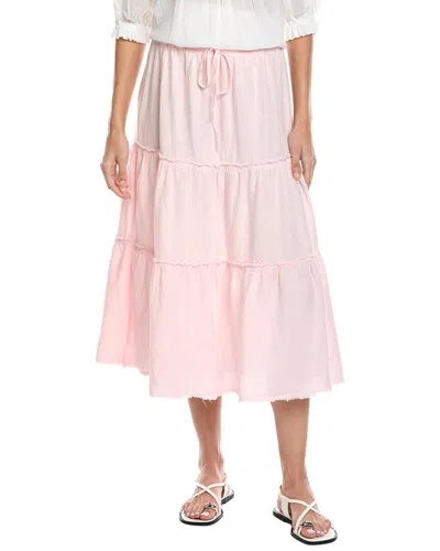 Bella Dahl Frayed Linen Tiered Skirt In Pink