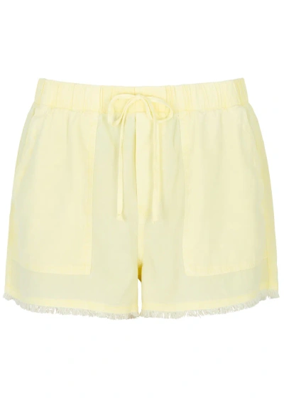Bella Dahl Frayed Tencel Shorts In Yellow