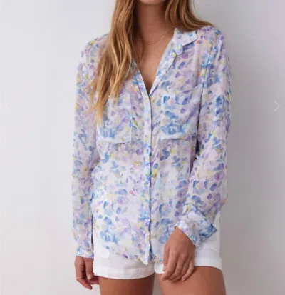 Bella Dahl Full Button Down Hipster Shirt In Orchid Floral Print In Purple