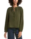 Bella Dahl Full Sleeve Raglan Button Down Blouse In Green