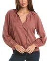 Bella Dahl Full Sleeve Raglan Button Down In Orange