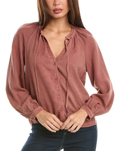 Bella Dahl Full Sleeve Raglan Button Down In Orange