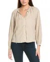 Bella Dahl Full Sleeve Raglan Button Down Shirt In Multi