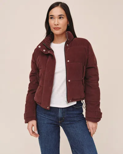 Bella Dahl Funnel Neck Puffer Jacket In Brown