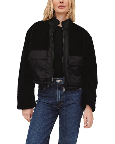 Bella Dahl Funnel Neck Utility Sherpa Jacket In Black