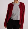 Bella Dahl Fuzzy Crewneck Cardigan In Red