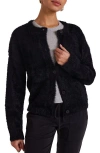 Bella Dahl Fuzzy Crewneck Cardigan In Black