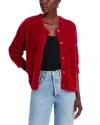 Bella Dahl Fuzzy Crewneck Cardigan In Ruby Red