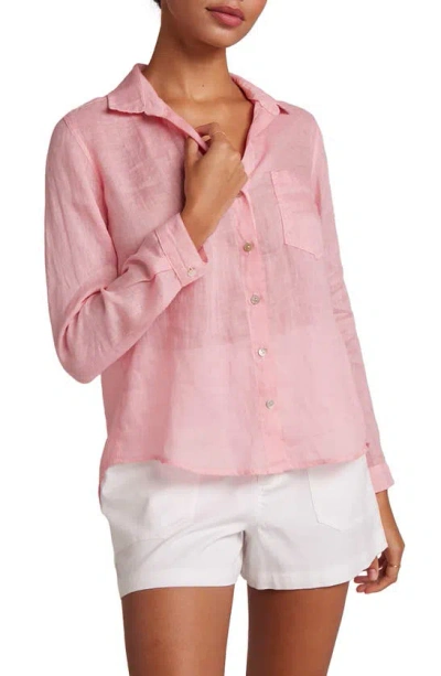 Bella Dahl Garment Dyed Linen Button-up Shirt In Blossom Pink