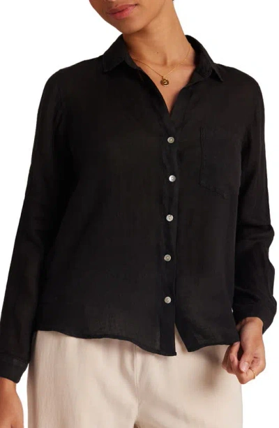 Bella Dahl Garment Dyed Linen Button-up Shirt In Vintage Black
