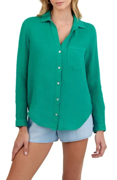 Bella Dahl Garment Dyed Linen Button-up Shirt In Green
