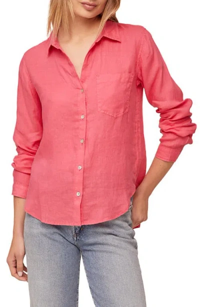 Bella Dahl Garment Dyed Linen Button-up Shirt In Pink