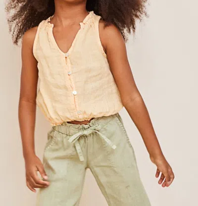 Bella Dahl Girl's Ruffle Neck Bubble Top In White