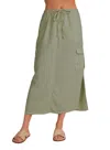 Bella Dahl Goldie Pocket Cargo Long Skirt In Khaki Army In Multi