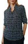 Bella Dahl Grid Print Woven Button-up Shirt In Black