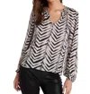 Bella Dahl Half Placket Pullover Blouse In Batik Chevron Print In Multi