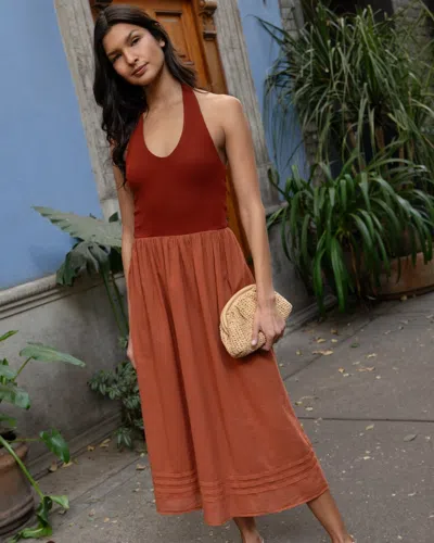 Bella Dahl Halter Neck Mixed Dress In Neutral