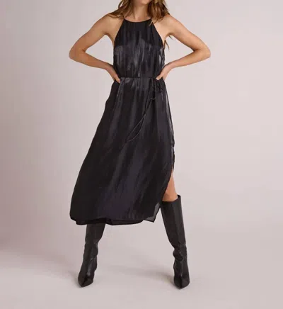 Bella Dahl Halter Neck Slip Dress In Black Shimmer