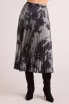 BELLA DAHL HAND PLEATED MIDI SKIRT IN SILVER DYE PRINT