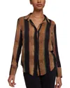 Bella Dahl Hidden Placket Button Down Blouse In Multi