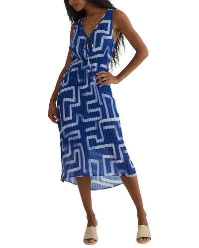 Bella Dahl High Low Pleated Dress In Blue