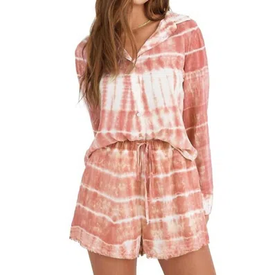 Bella Dahl High Waist Flowy Shorts In Red Clay Tie Dye In Multi