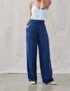 Bella Dahl High Waist Smocked Wide Leg In Navy Ink In Blue