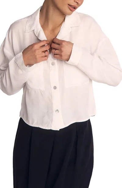 Bella Dahl Inverted Pleat Crop Button-up Shirt In White