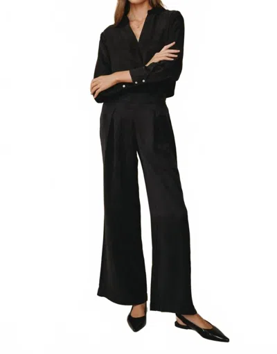 Bella Dahl Inverted Pleat Wide Leg Pant In Black