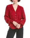 Bella Dahl Jacquard Button-up Shirt In Red