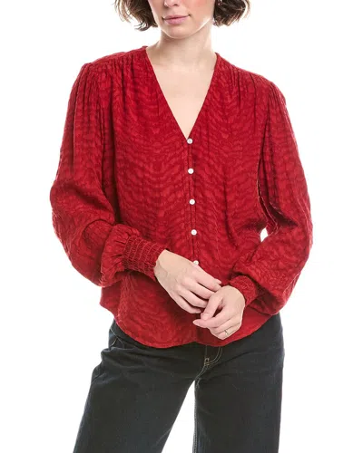 Bella Dahl Jacquard Button-up Shirt In Red