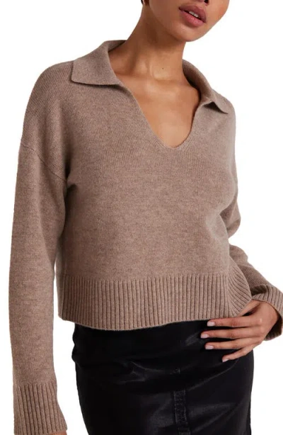 Bella Dahl Johnny Collar Wool & Cashmere Sweater In Heather Fawn