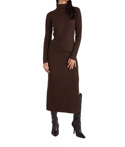 Bella Dahl Knit Skirt With Side Slit In Heather Brown