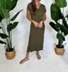 Bella Dahl Knitted V-neck Maxi Dress In Olive In Green