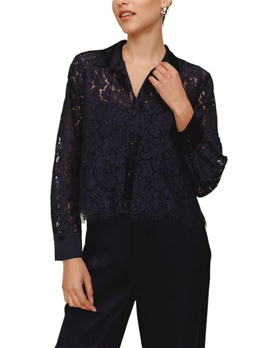 Bella Dahl Lace Contrast Button Down In Blk-black
