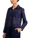 Bella Dahl Lace Contrast Button Down Shirt In Blue