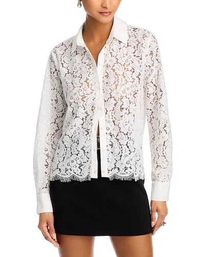 Bella Dahl Lace Contrast Button Down Shirt In White