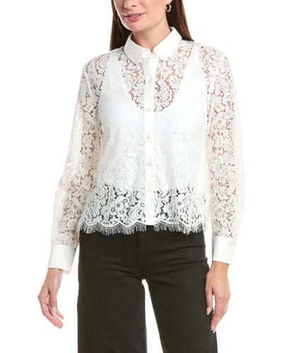 Bella Dahl Lace Contrast Button Down In White