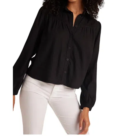 Bella Dahl Ladder Trim Long Sleeve Blouse In Black