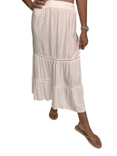 Bella Dahl Ladder Trim Maxi Skirt In White In Pink