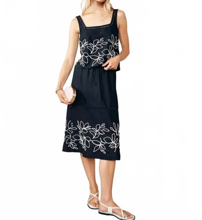 Bella Dahl Ladder Trim Midi Skirt In Black