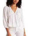 Bella Dahl Ladder Trim Peplum Top In White