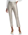 Bella Dahl Lennon High Rise Straight Jeans In Silver Metallic In Silver Metallic