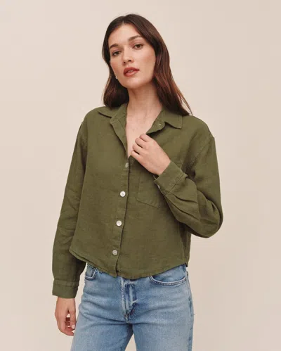 Bella Dahl Linen Boxy Shirt In Green