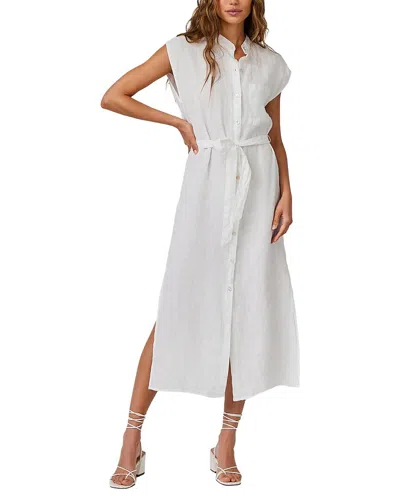 Bella Dahl Linen Button Front Midi Dress In White