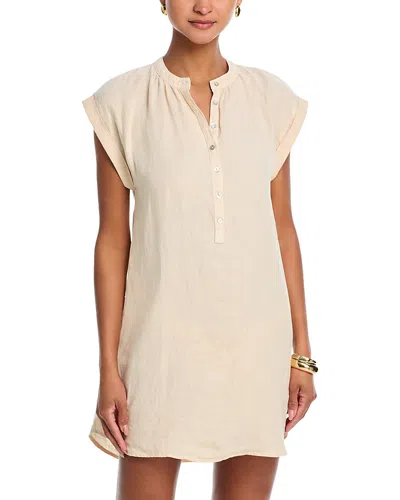 Bella Dahl Linen Cap Sleeve Henley Mini Dress In Neutral